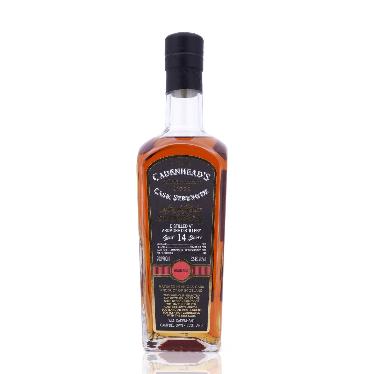 Ardmore 14 Years Old 2010/2024 Manzanilla Cask Cadenhead Chairman's Stock 52.4% 700ml