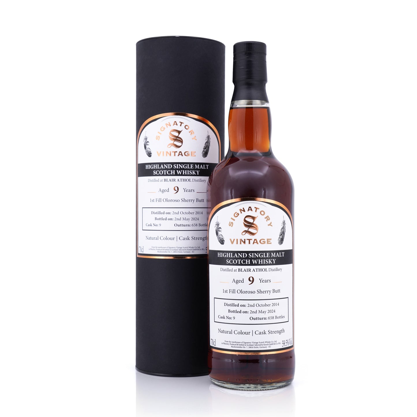 Blair Athol 9 Years Old 2014/2024 1st Fill Oloroso Sherry Butt #9 Signatory Vintage Cask Strength 59.5% 700ml