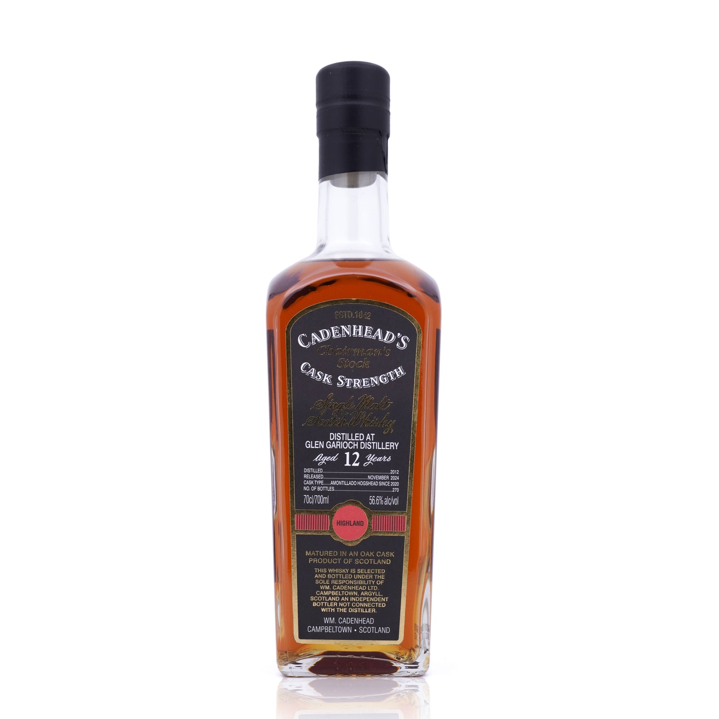 Glen Garioch 12 Years Old 2012/2024 Amontillado Cask Cadenhead Chairman's Stock 56.6% 700ml