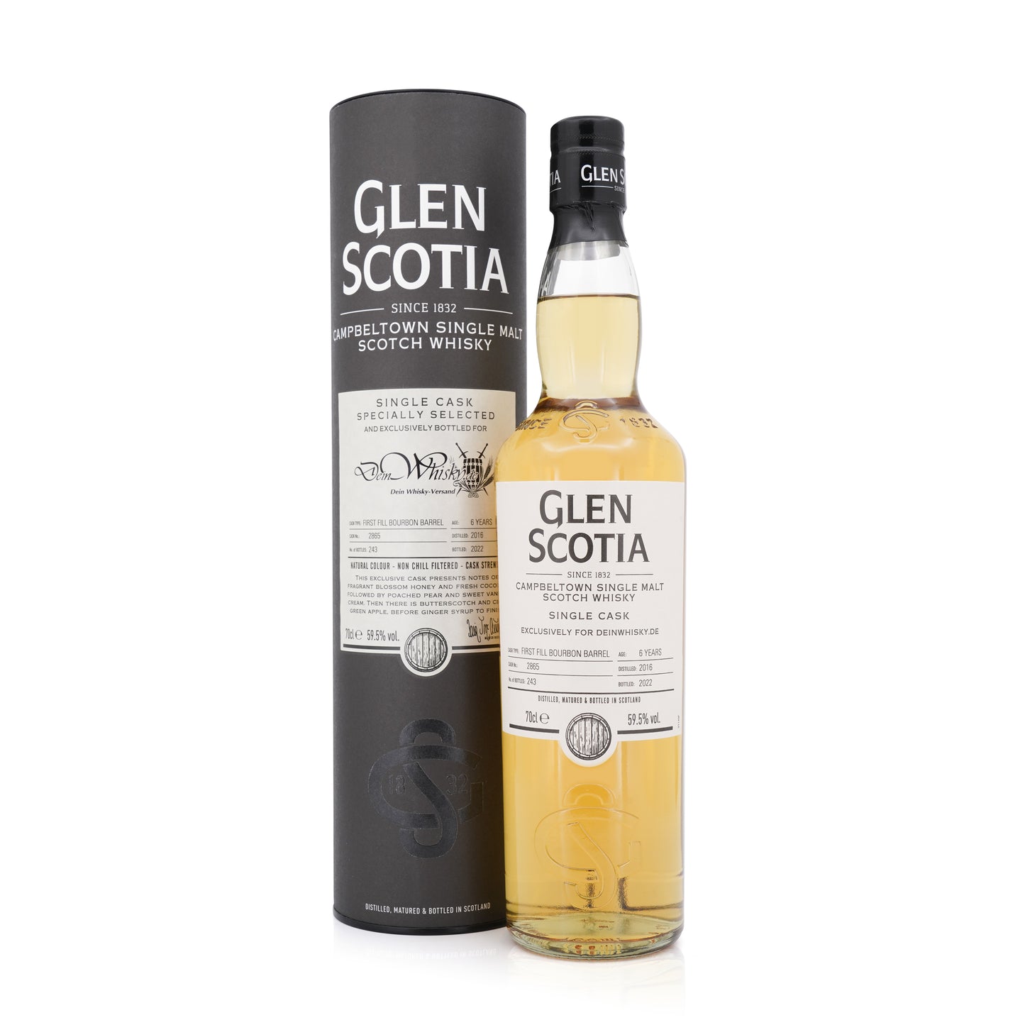 Glen Scotia 6 Years Old 2016/2022  1st Fill Bourbon Barrel #2865 Bottled for Deinwhisky 59.5% 700ml