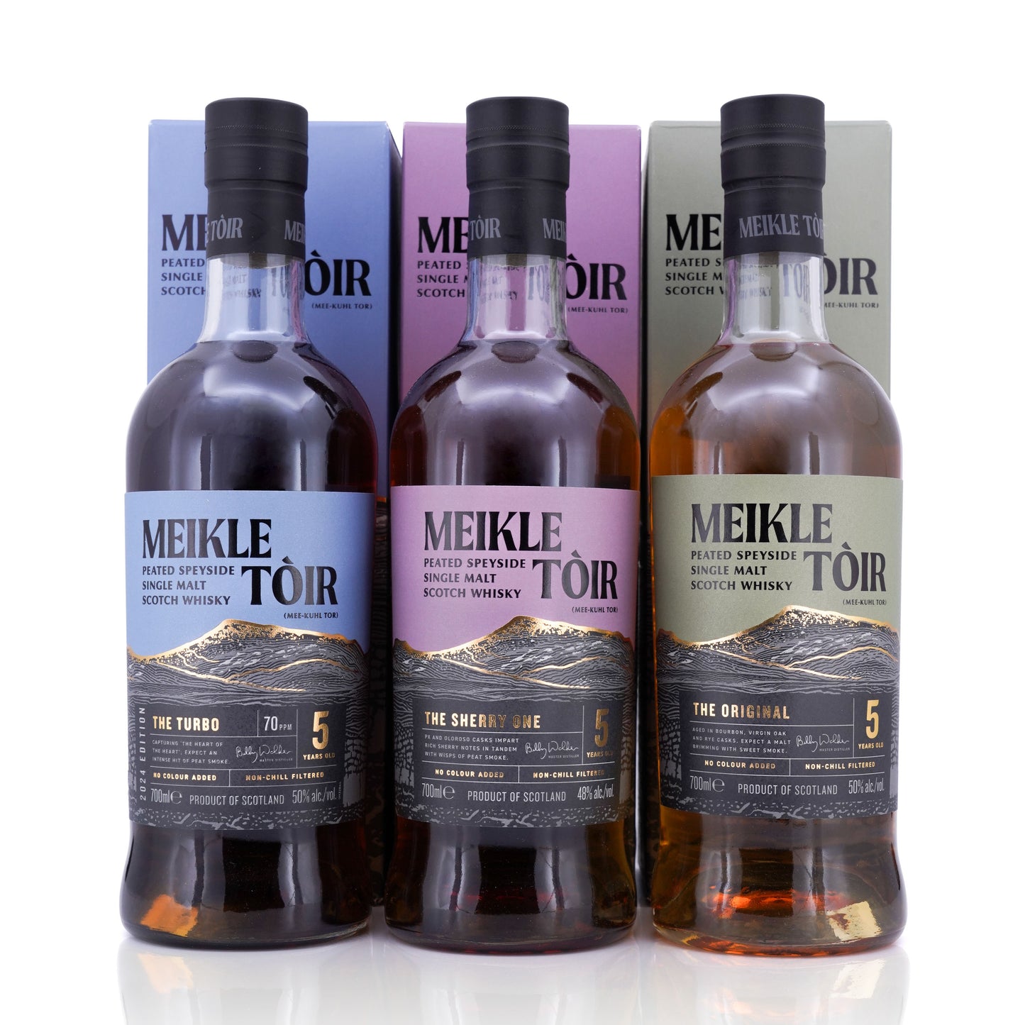 Meikle Toir 5 Years Old The Turbo/The Sherry One Peated/The Original 700ml X3