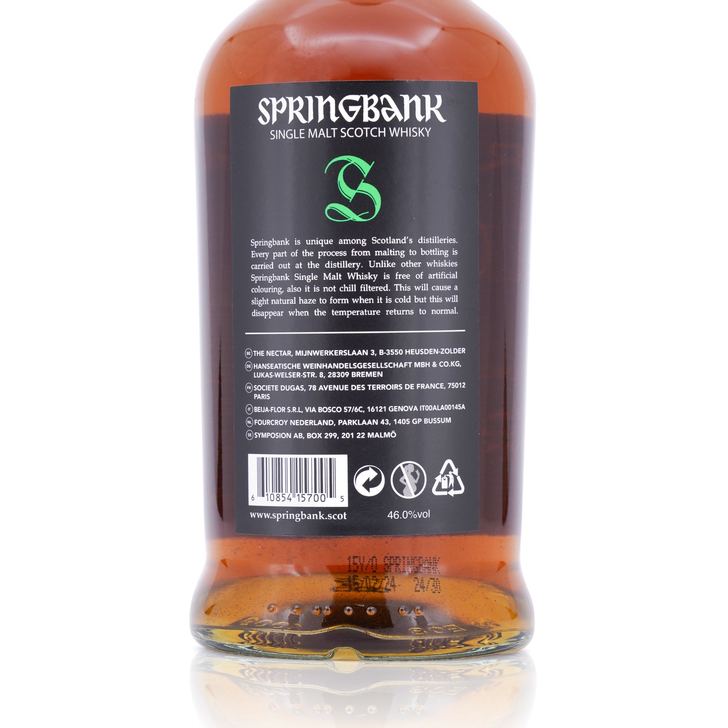 Springbank 15 Years Old Campbeltown Single Malt Scotch Whisky 2024 46% 700ml